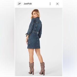 JustFab Denim Long-sleeve Dress with Pockets
